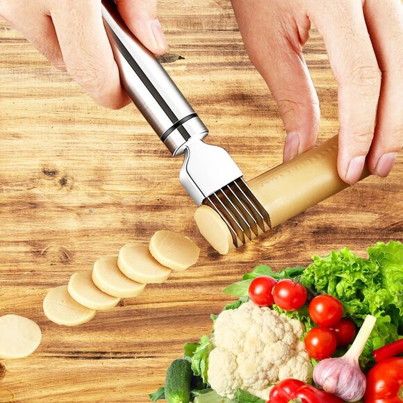 Kitchen Stainless Steel Onion Slicer Cutter Scallion Shredder Knife(2 pack) - Picture 6 of 12